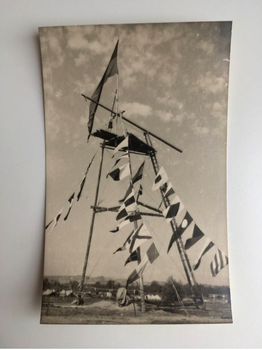 SCOUT Jamboree Paix Carte Photo 1947 Moisson France Tour De Parachutage Scoutisme 9x14cm TBE 2 SCANS - Scouting