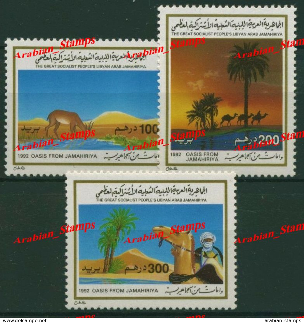 LIBYA 1992 TOURISM OASIS FROM JAMAHIRIYA DESERT SAHARA TUAREG ANIMALS CAMEL HORSE GAZELLE - Libia