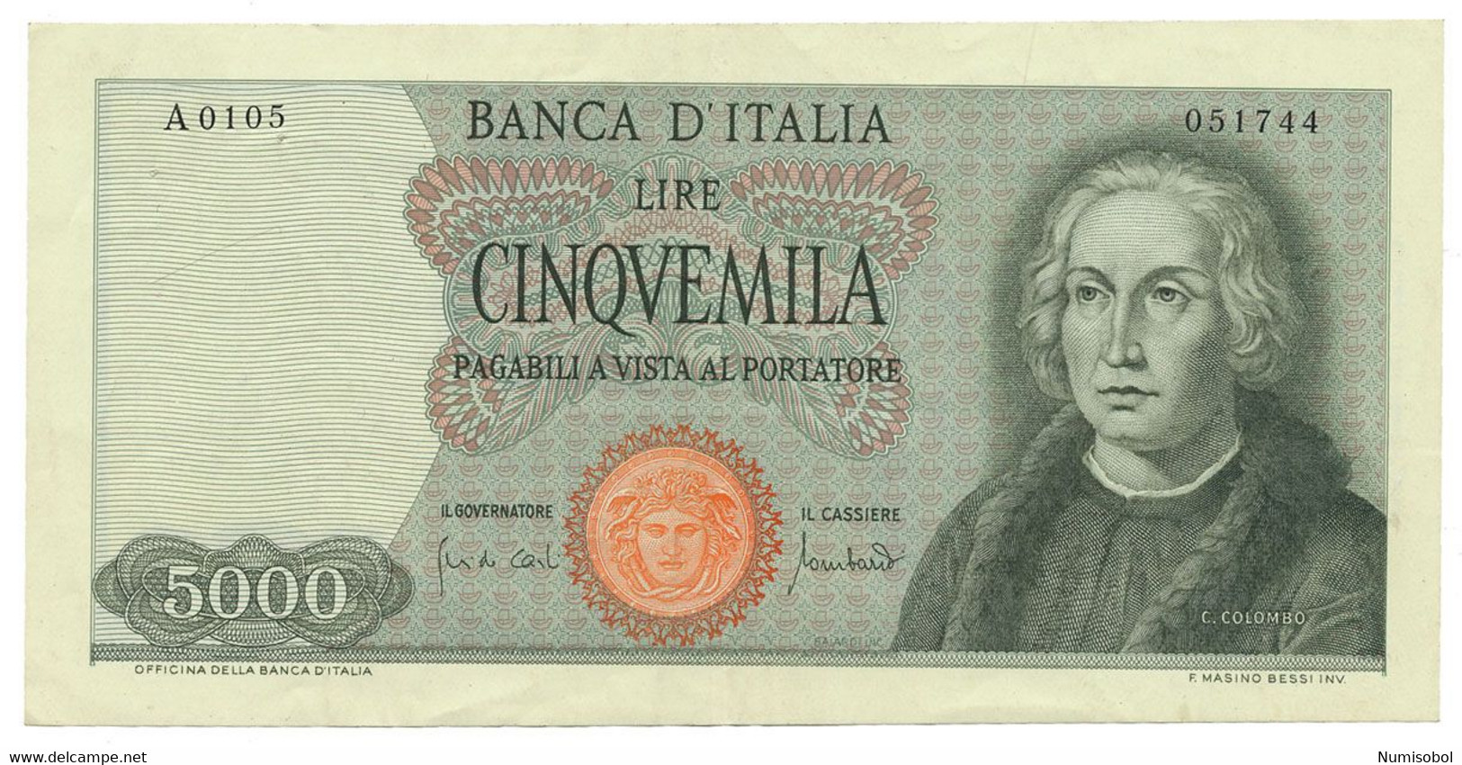 ITALY, ITALIA - 5000 Lire 20. 1. 1970. P98c, XF+ (T059) - 5.000 Lire