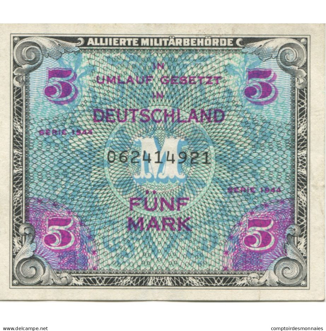 Billet, Allemagne, 5 Mark, 1944, 1944, KM:193a, TTB+ - 5 Mark