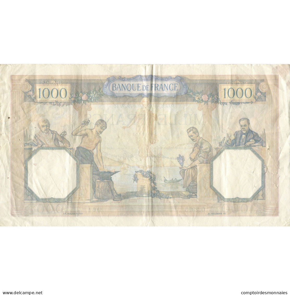 France, 1000 Francs, Cérès Et Mercure, 1937, 1937-07-15, TB+, Fayette:38.2 - 1 000 F 1942-1943 ''Déesse Déméter''