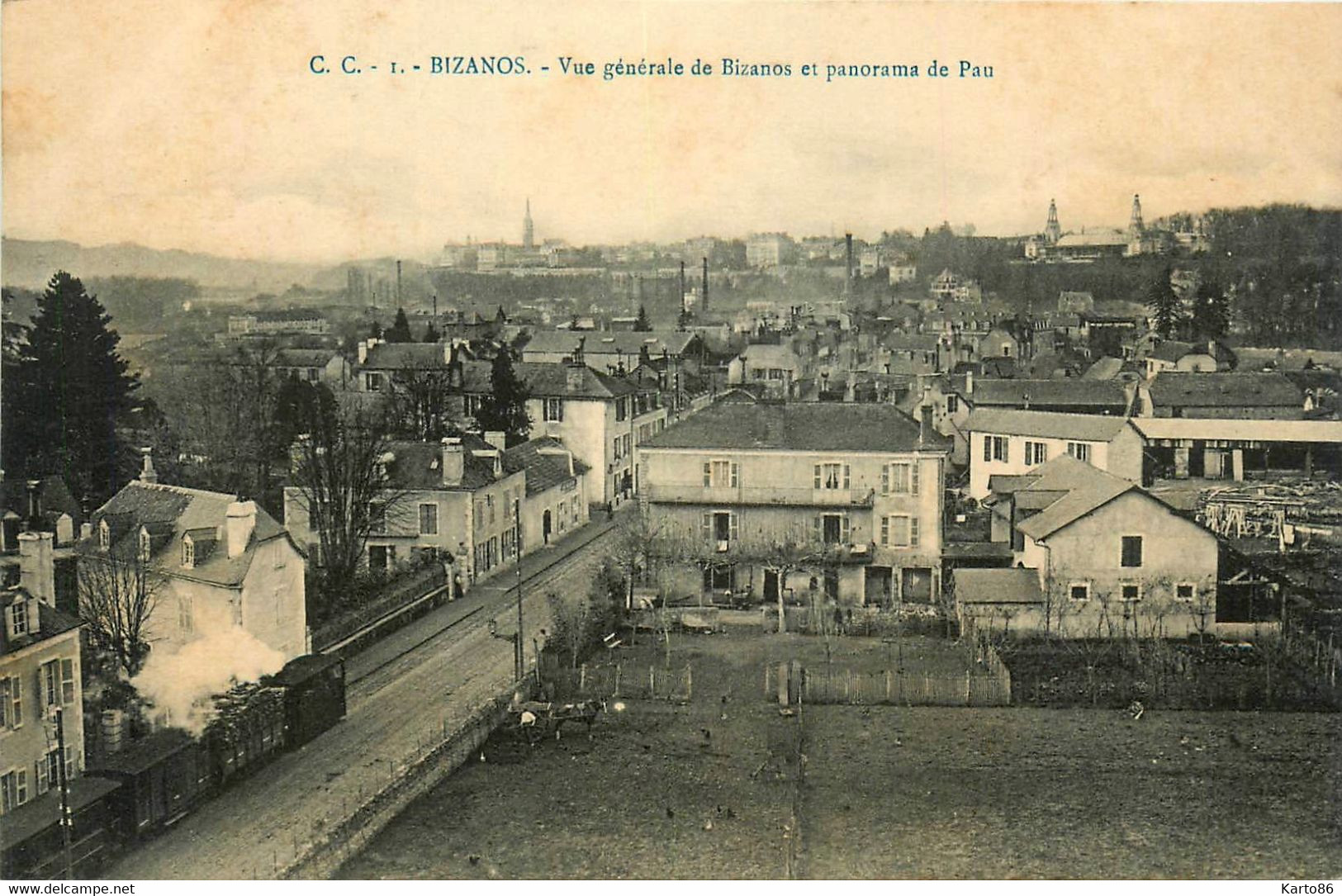Bizanos * Vue Générale De La Commune Et Panorama De Pau * Passage Du Train * Ligne Chemin De Fer - Bizanos