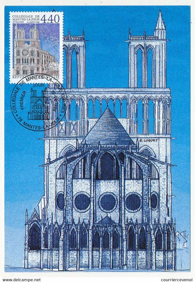 FRANCE => Carte Maximum - 4,40 Collégiale De Mantes La Jolie - 19 / 09 / 1998 - 1990-1999