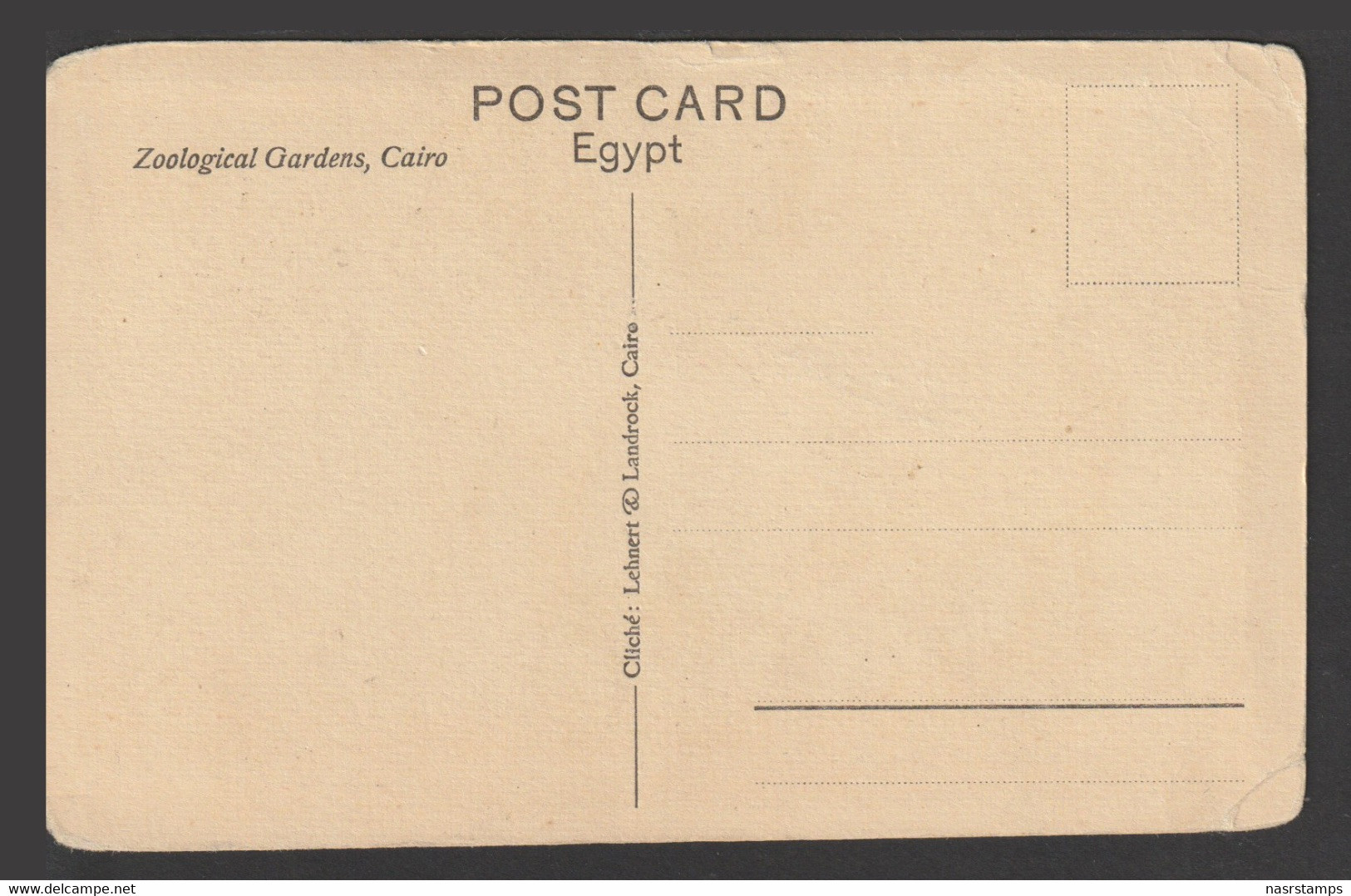 Egypt - Rare - Vintage Original Post Card - The Zoo, Cairo - Briefe U. Dokumente