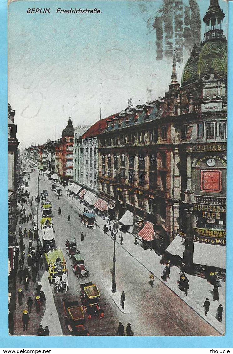 Berlin-1921-Friedrichstraße-Ecke Friedrichstrasse-Vintage Cars-Diligence-Equitable Cafe-Serie Vaterland - Friedrichshain