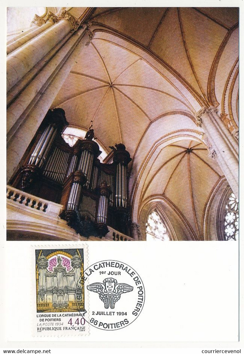 FRANCE => Carte Maximum - 4,40 Orgue De La Cathédrale De Poitiers - 2 Juillet 1994 - 1990-1999