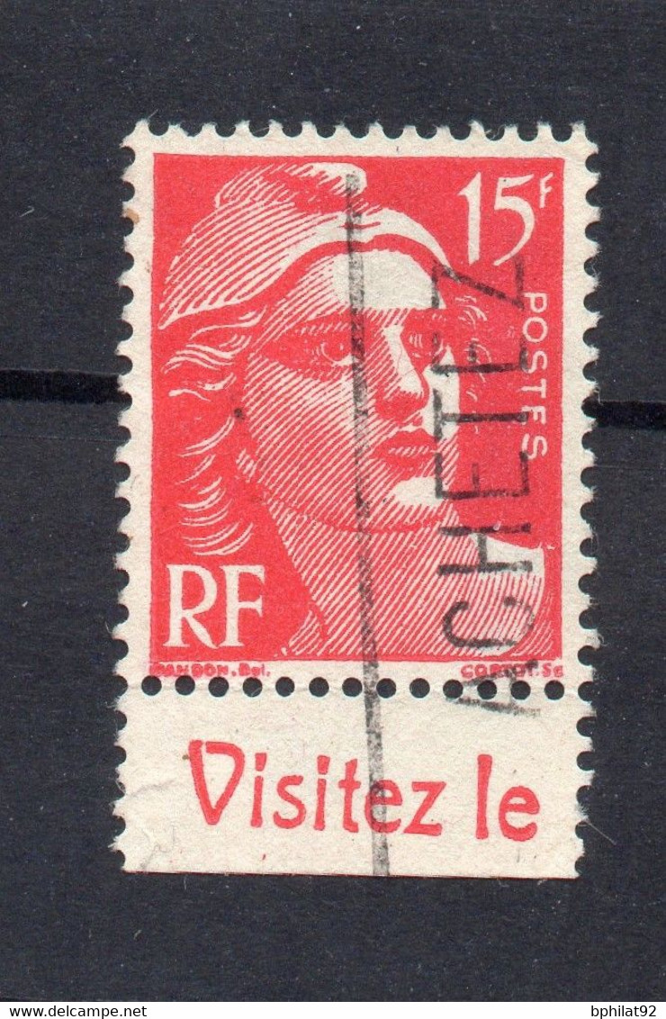 !!! 15F MARIANNE DE MULLER AVEC BANDE PUB VISITEZ LE OBLITEREE - Used Stamps