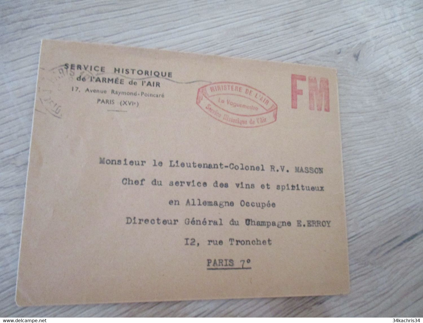 Lettre France En FM Franchise Militaire Ministère De L'Air - Storia Postale