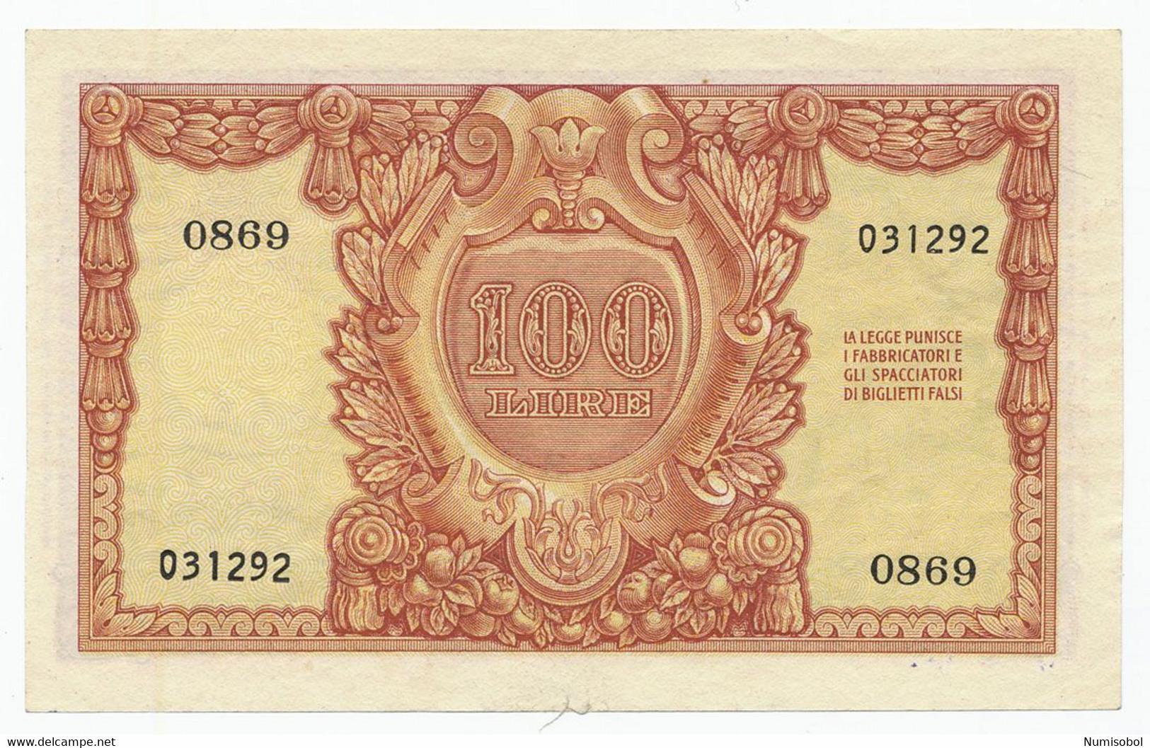 ITALY, ITALIA - 100 Lire 31. 12. 1951. P92 (T041) - 100 Liras