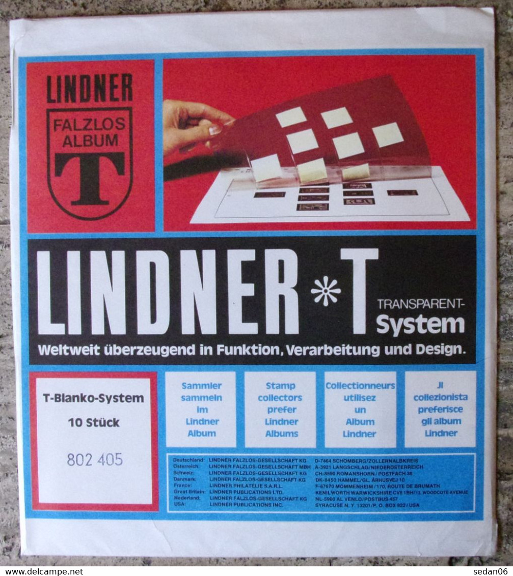 Lindner - Feuilles NEUTRES LINDNER-T REF. 802 405 P (4 Bandes) (paquet De 10) - A Bandes