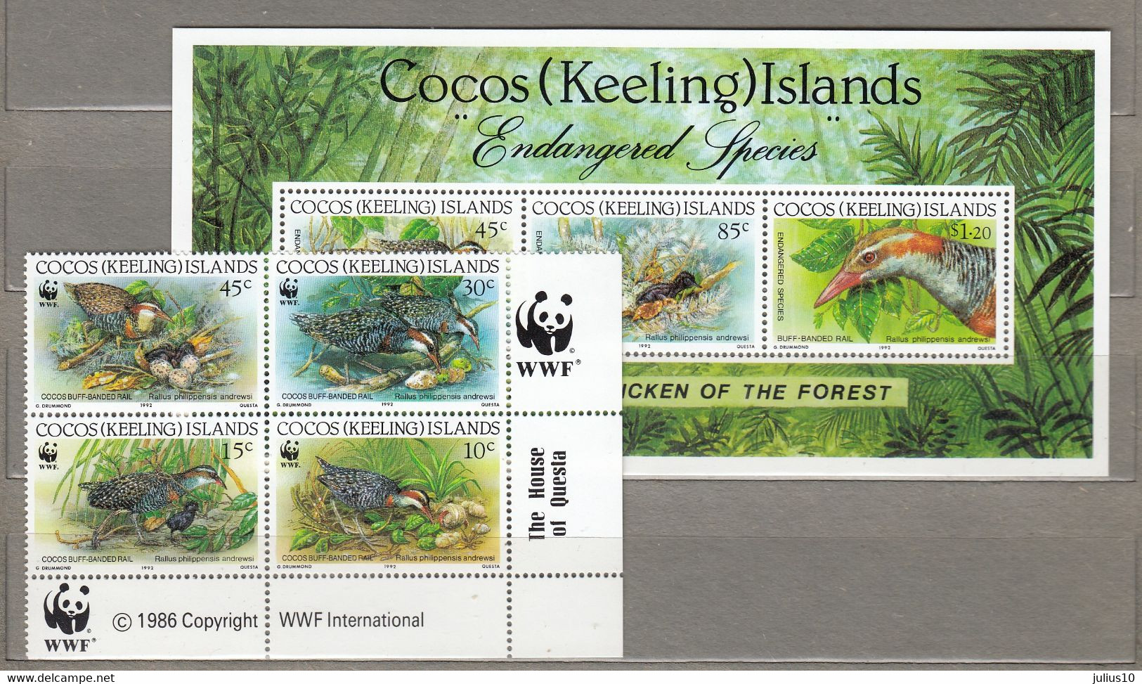 COCOS (KEELING) ISLANDS 1992 Fauna Birds WWF MNH(**) Mi 267-270 Bl.12 #31393 - Unused Stamps