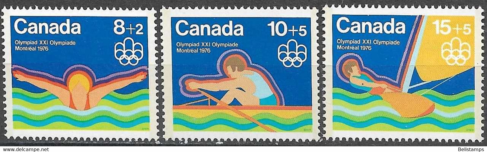 Canada 1975. Scott #B4-6 (MNH) Montreal Olympic Games, Swimming, Rowing & Sailing *Complete Set* - Nuevos