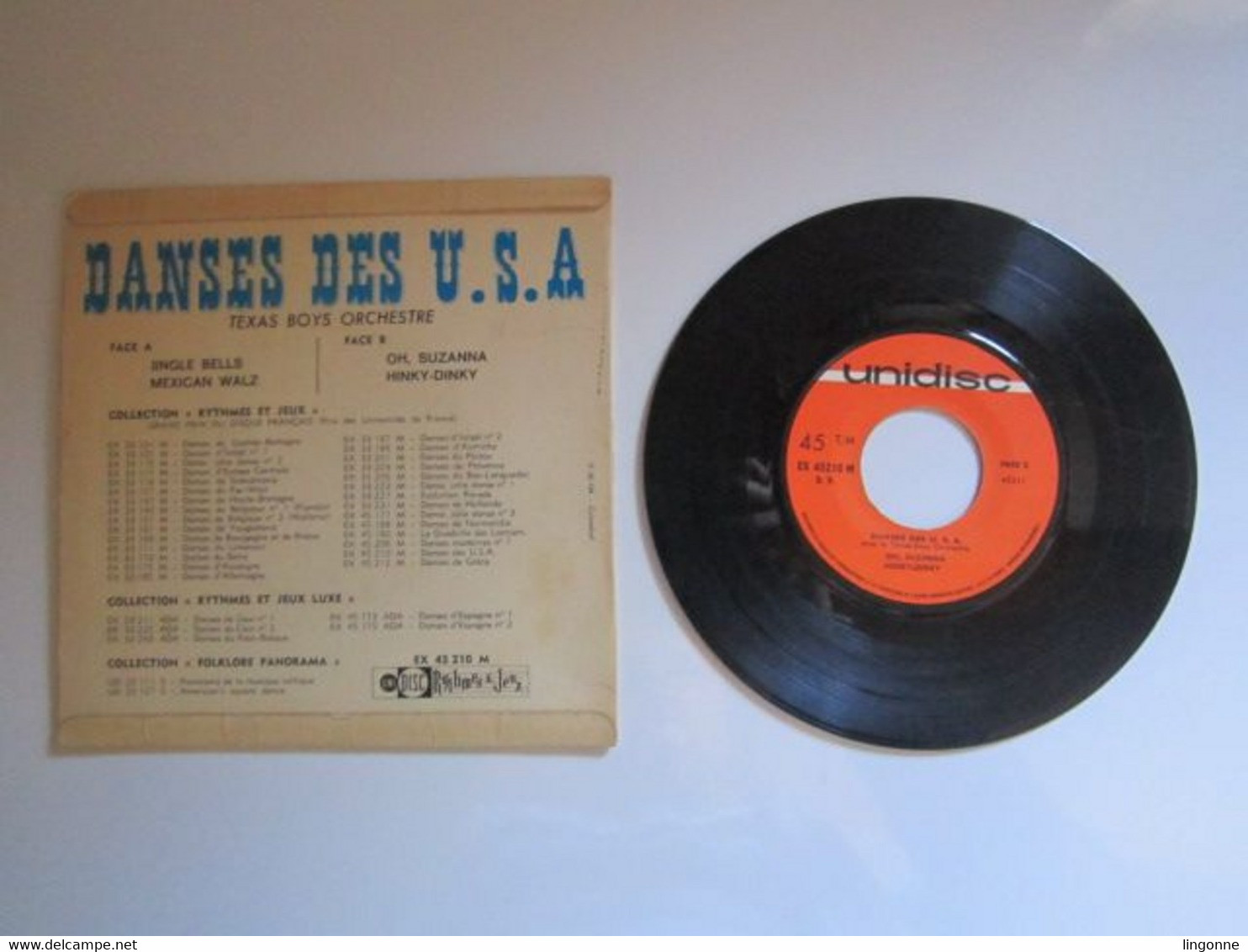 1965 Vinyle 45 Tours Texas Boys Orchestre ‎– Danses Des U.S.A. Jingle Bells Mexican Walz Oh, Suzanna Hinky - Dinky - Country Y Folk