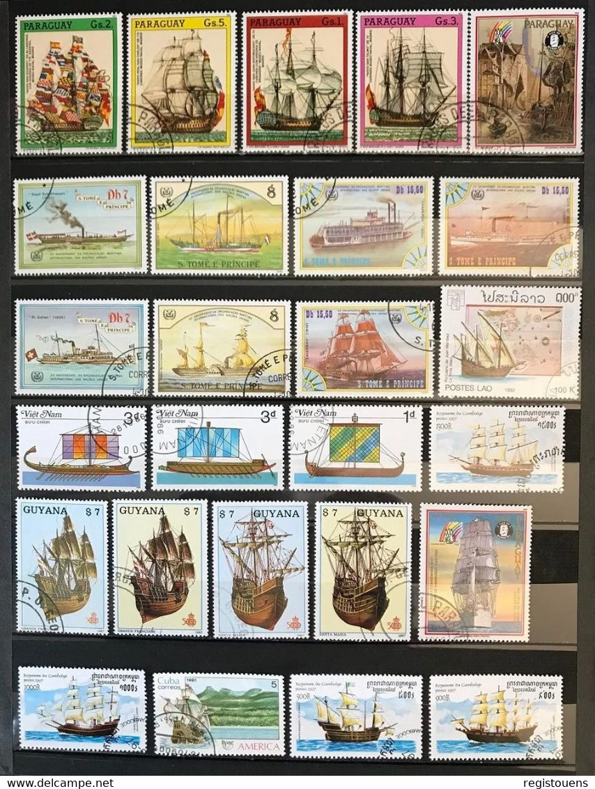 Lot De 92 Timbres Divers Thème Bateaux - Bateaux