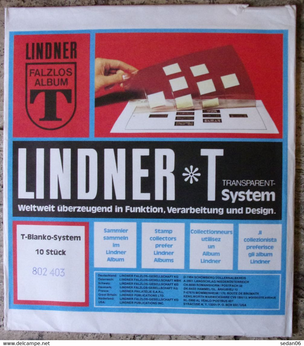 Lindner - Feuilles NEUTRES LINDNER-T REF. 802 403 P (4 Bandes) (paquet De 10) - For Stockbook