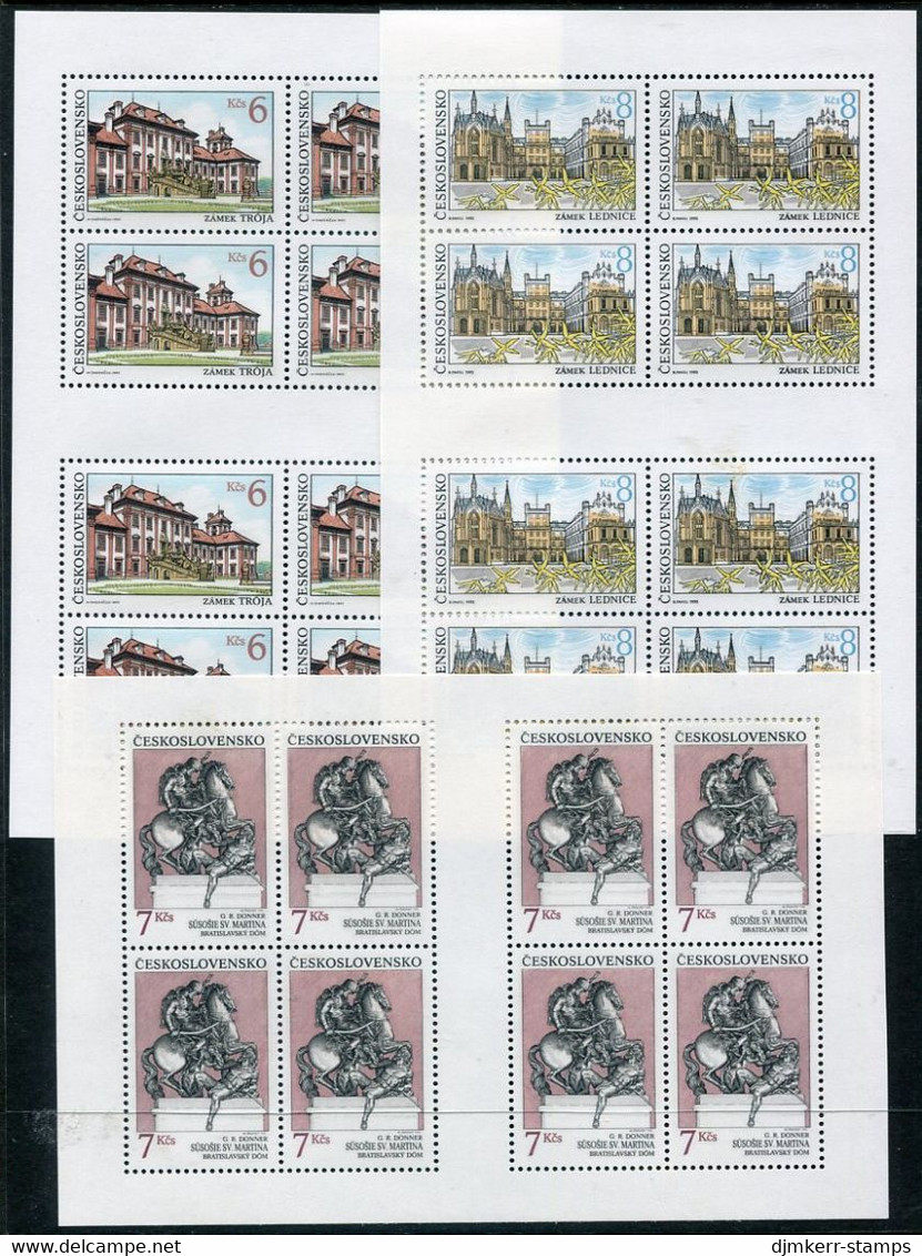 CZECHOSLOVAKIA 1992 Palaces And Monument Set Of Three Values In Sheetlets MNH / **.    Michel 3126-28 - Ongebruikt