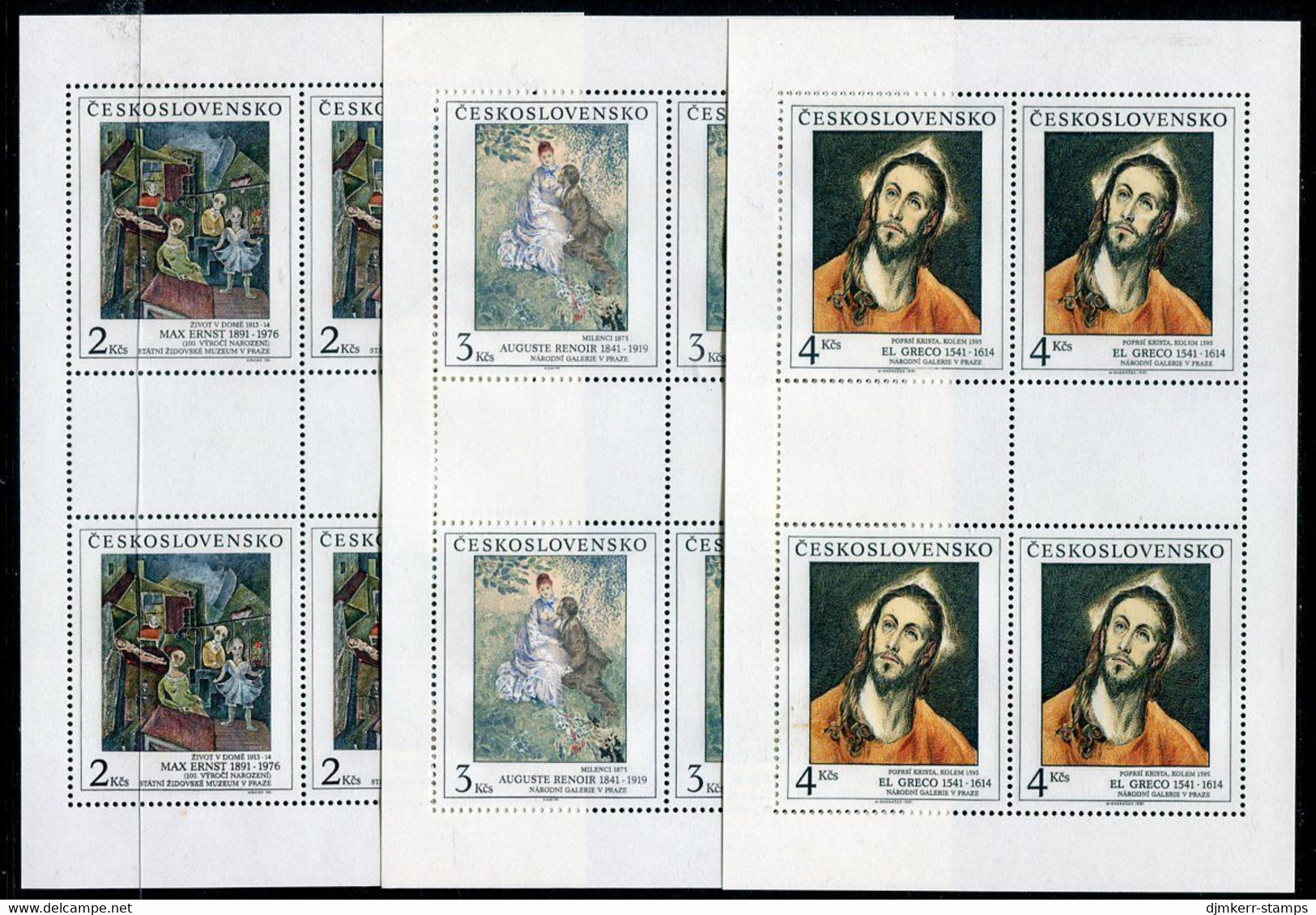 CZECHOSLOVAKIA 1991 National Gallery Paintings Set Of 5 Values In Sheetlets MNH / **.    Michel 3102-06 - Unused Stamps