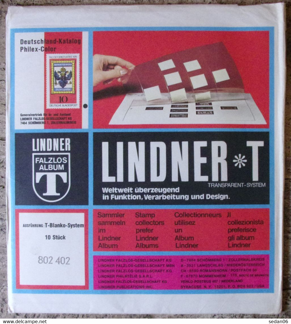 Lindner - Feuilles NEUTRES LINDNER-T REF. 802 402 P (4 Bandes) (paquet De 10) - A Bandes