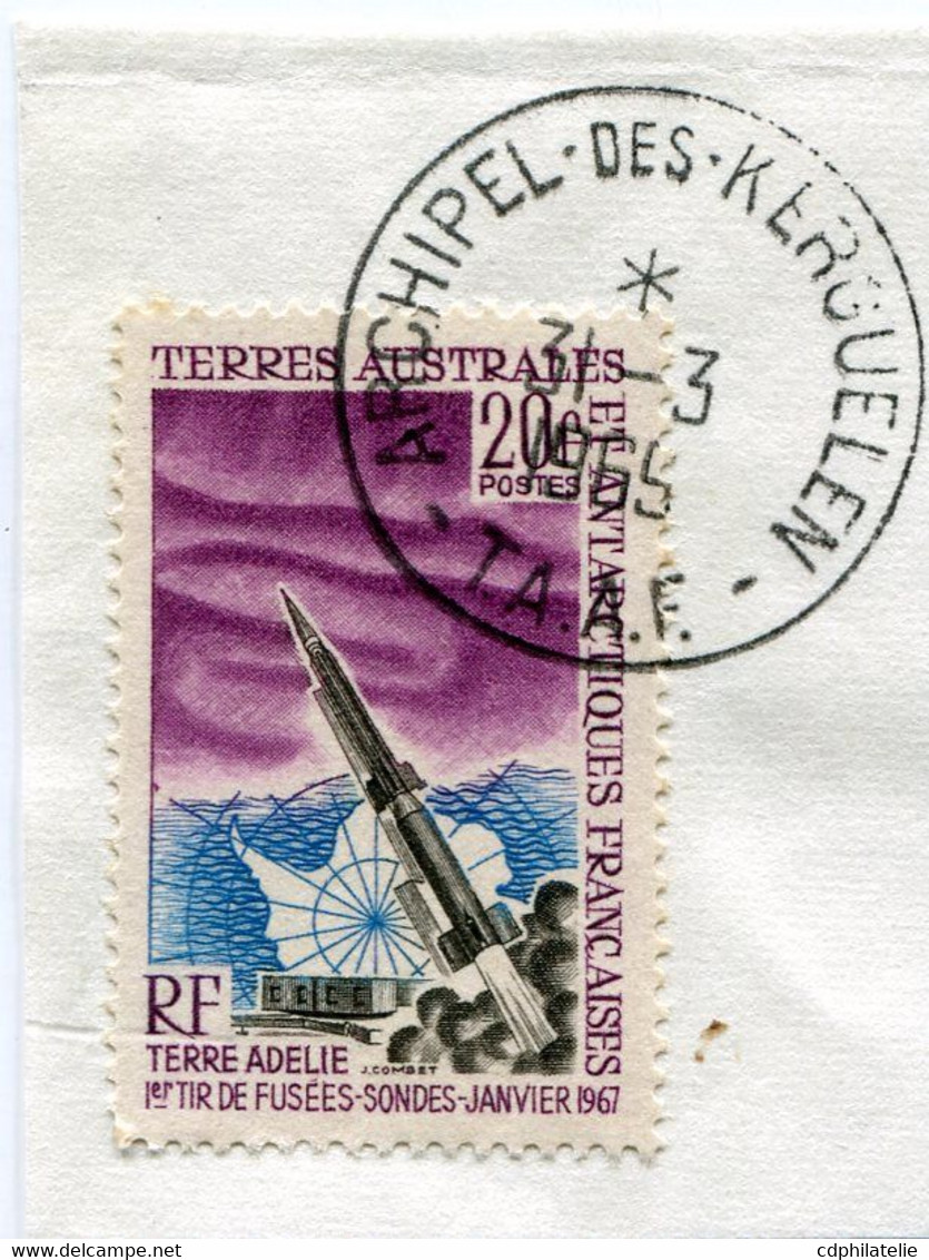 T. A. A. F. N°23 PREMIER TIR DE FUSEE SONDE OBL. ARCHIPEL-DES-KERGUELEN 31-3-1969 - Used Stamps