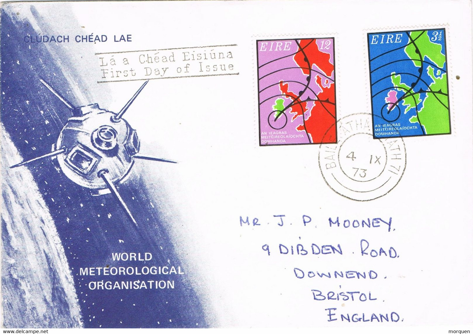 41804. Carta BAILE ATHA CLIATH (Dublin) Eire 1973. WORLD METEOROLOGICAL Org. - Storia Postale