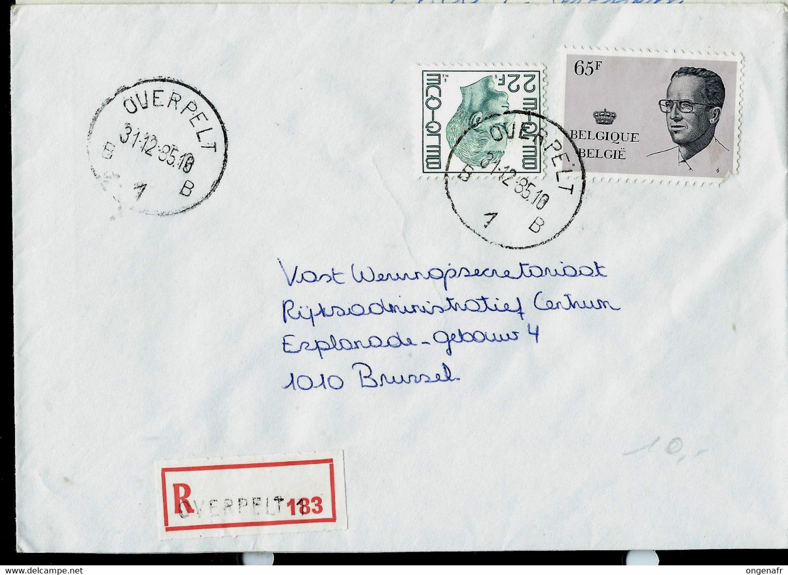 Env. (Entière)  Obl. OVERPELT - B 1 B - Du 31/12/85  En Rec. - Rural Post