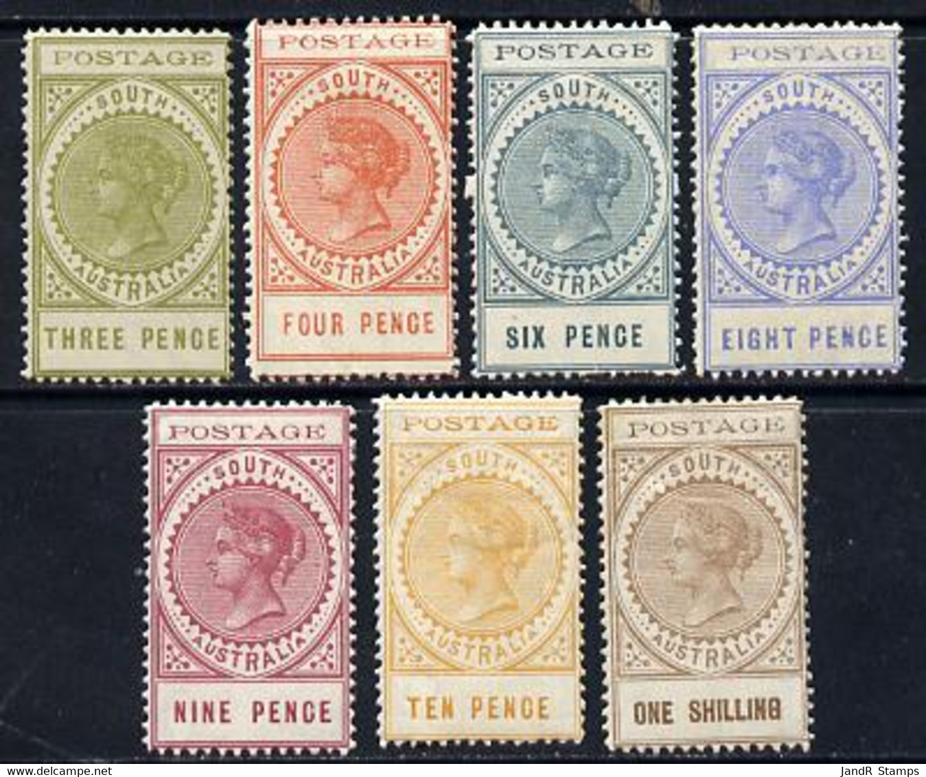 South Australia 1902-04 Thin Postage Set Of 7 Values To 1s (one Of Each Value) Mounted Mint SG 268-75 - Ungebraucht