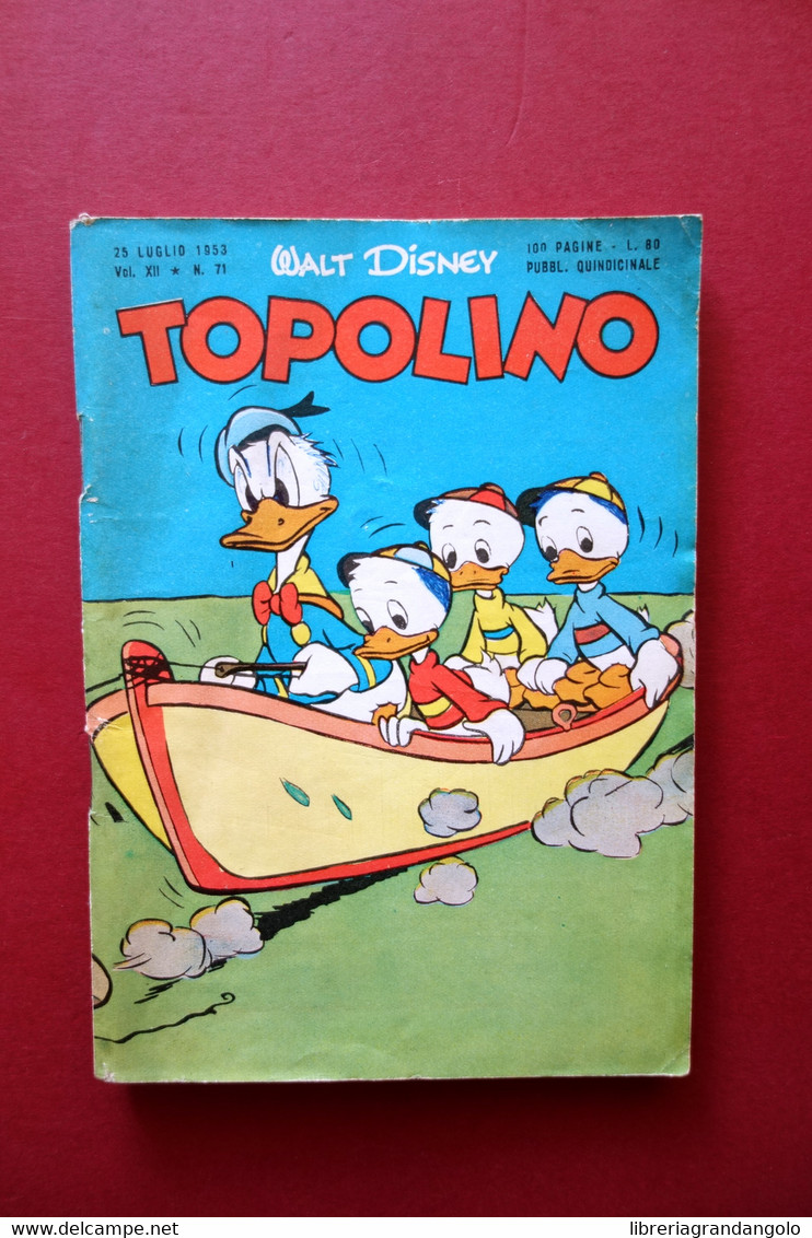 Topolino Walt Disney Vol. XII Numero 71 25 Luglio 1953 Bollino - Sonstige & Ohne Zuordnung