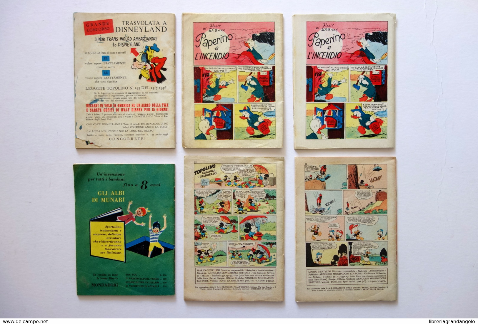 Topolino Walt Disney 6 Albi Della Rosa 1955-56 Originali Completi - Andere & Zonder Classificatie