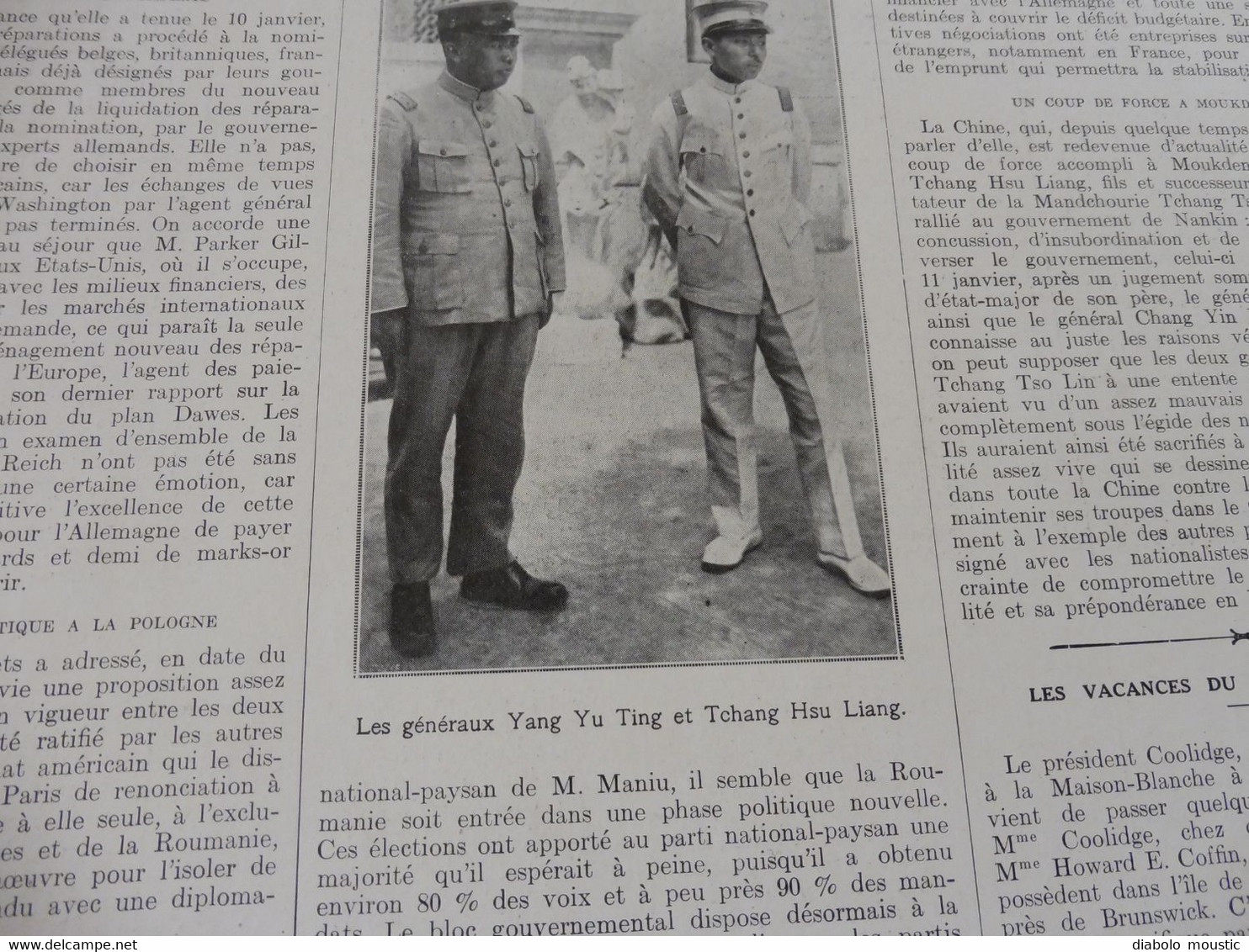 1929 :Bébé à Ski-landeau à Chamonix; Chine;  Reine Emma Des Pays-Bas; Armée Du Salut; Pub SIX Citroën; Etc - L'Illustration