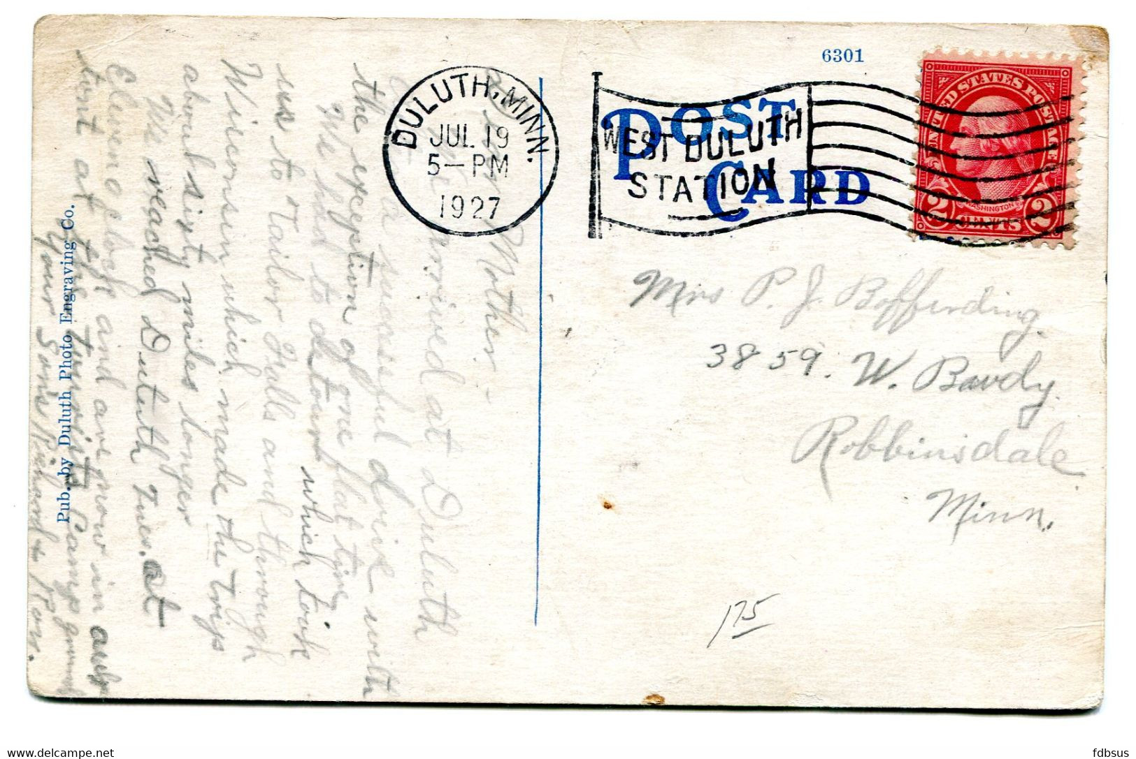 1927 One Of Duluth's Beatiful Homes - See Scan For Details Of Stamp (s) And Cancellation - Duluth