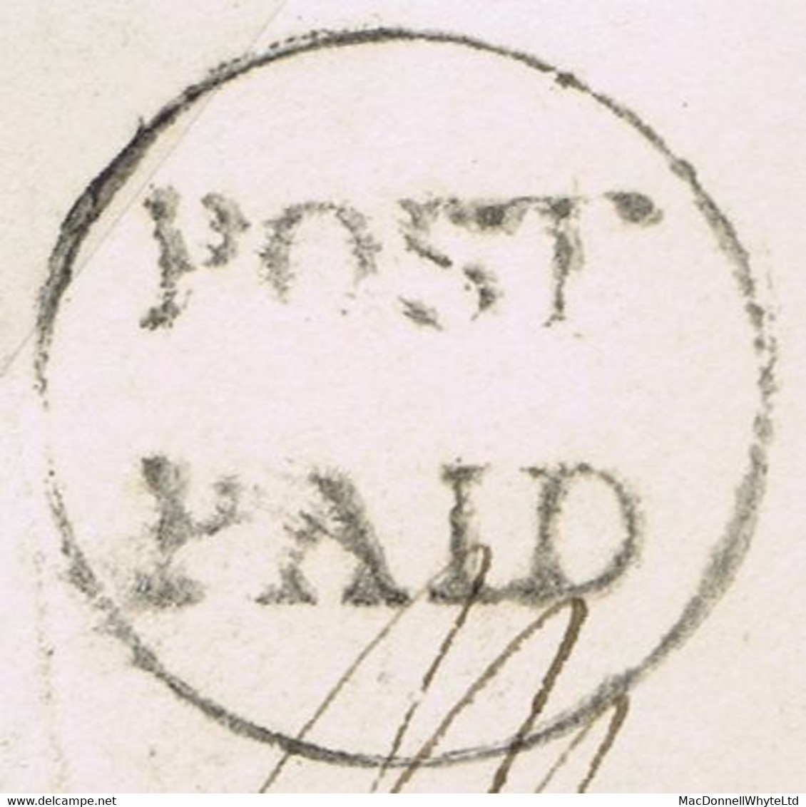 Ireland Louth Weight Rate 1832 Distinctive Circular POST/PAID Of Drogheda On Banking Wrapper To Dublin, Paid Five Rates - Préphilatélie