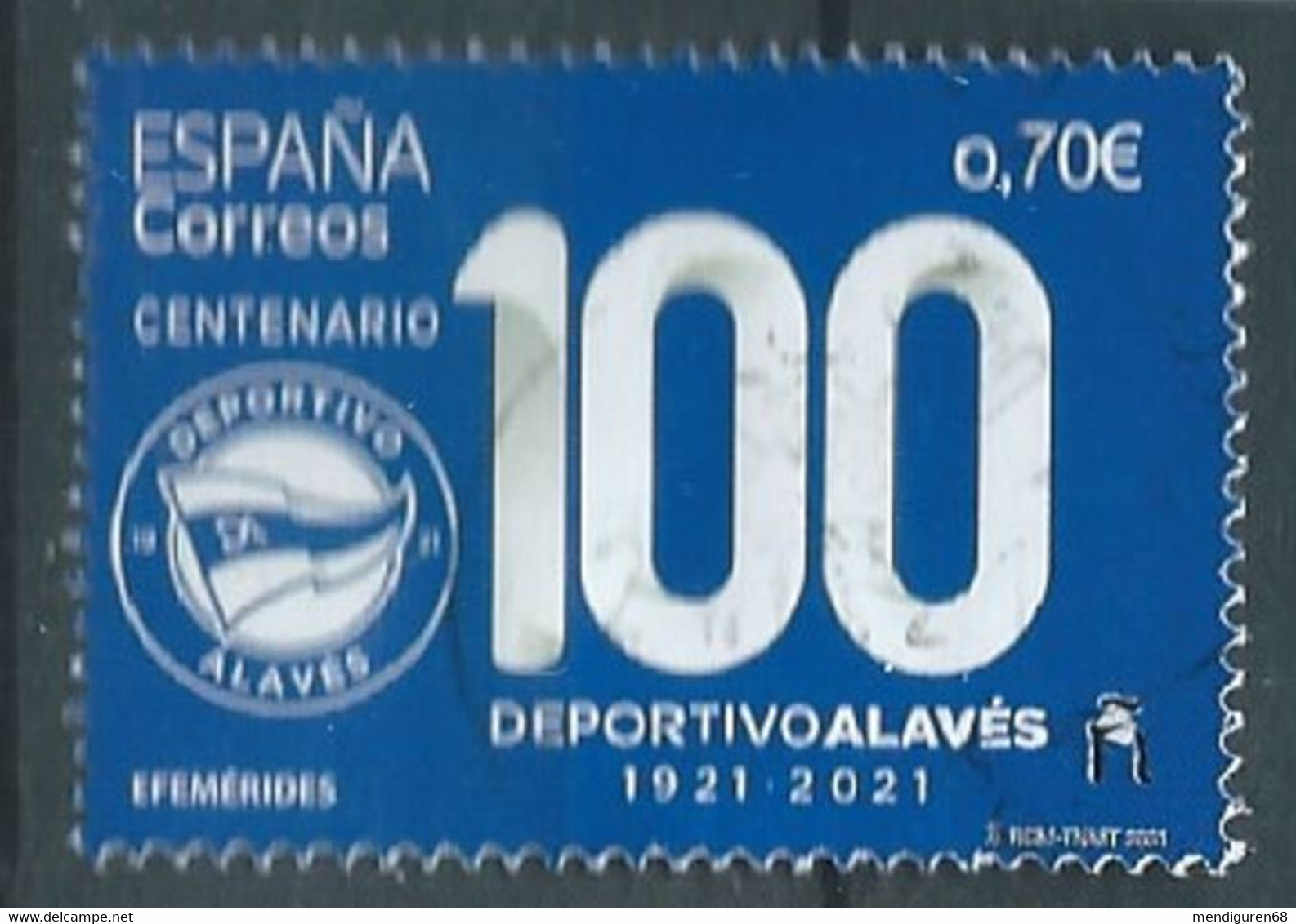 ESPAGNE SPANIEN SPAIN ESPAÑA 2021 CENT FOOTBALL DEPORTIVO ALAVÉS USED ED 5454 MI 5498 YT 5208 SC 4489 SG 5454 - Gebruikt