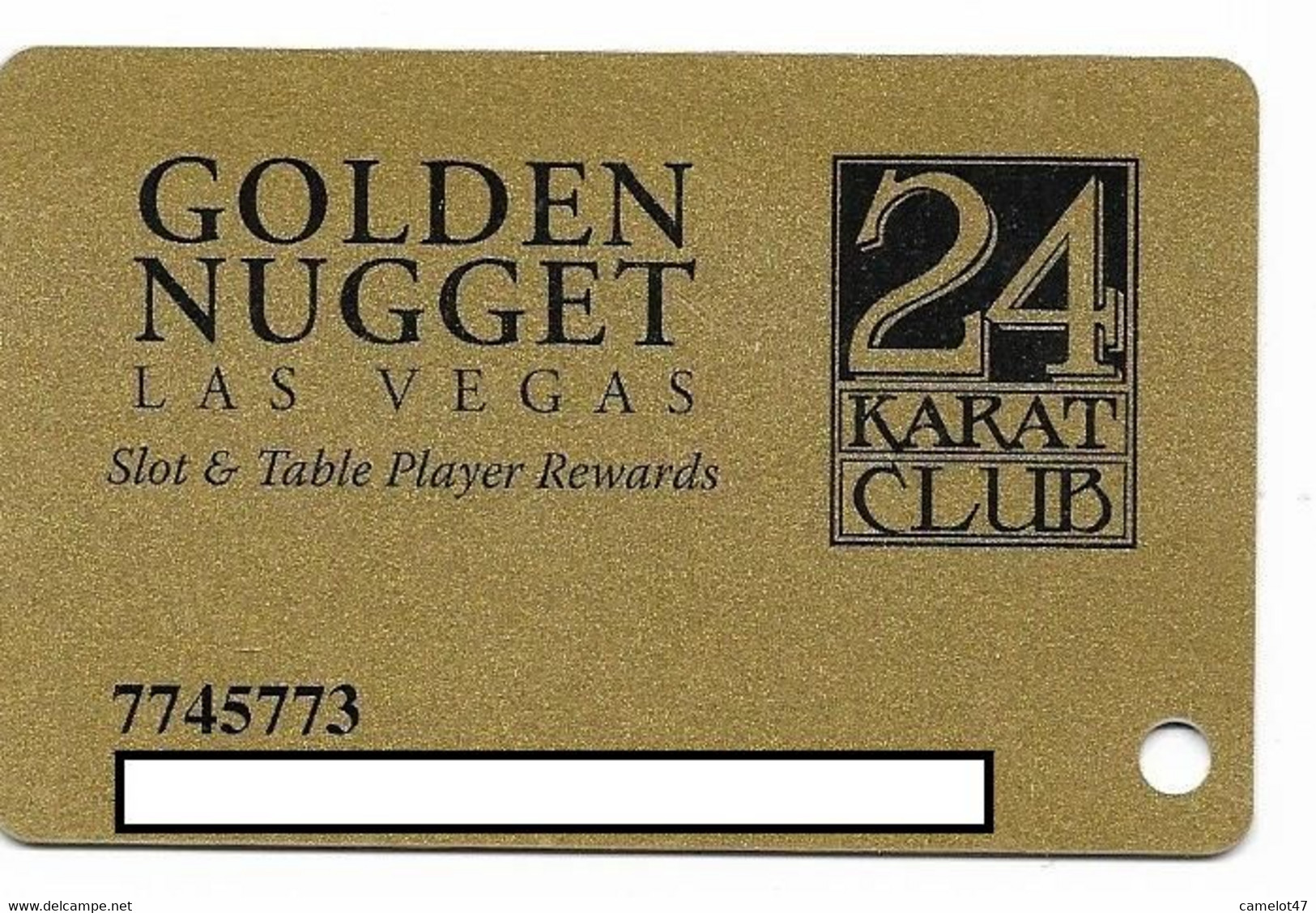 Golden Nugget Casino, Las Vegas, Older Used Slot Or Player's Card,  # Goldennugget-5 - Casinokarten