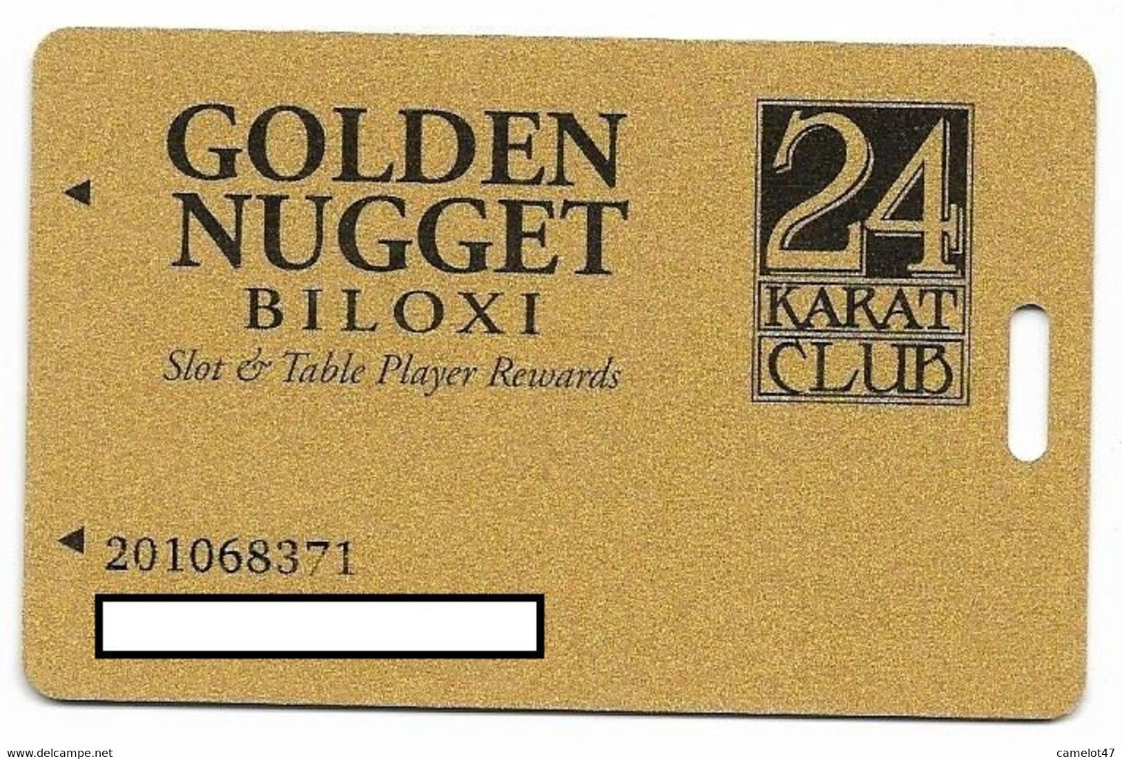 Golden Nugget Casino, Biloxi, MS, U.S.A., Older Used Slot Or Player's Card, # Goldennugget-11 - Casinokarten