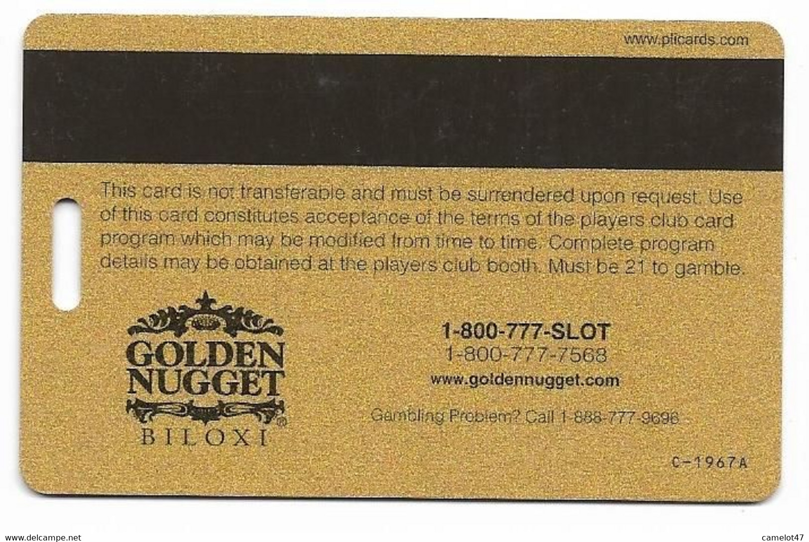 Golden Nugget Casino, Biloxi, MS, U.S.A., Older Used Slot Or Player's Card, # Goldennugget-11 - Casinokarten