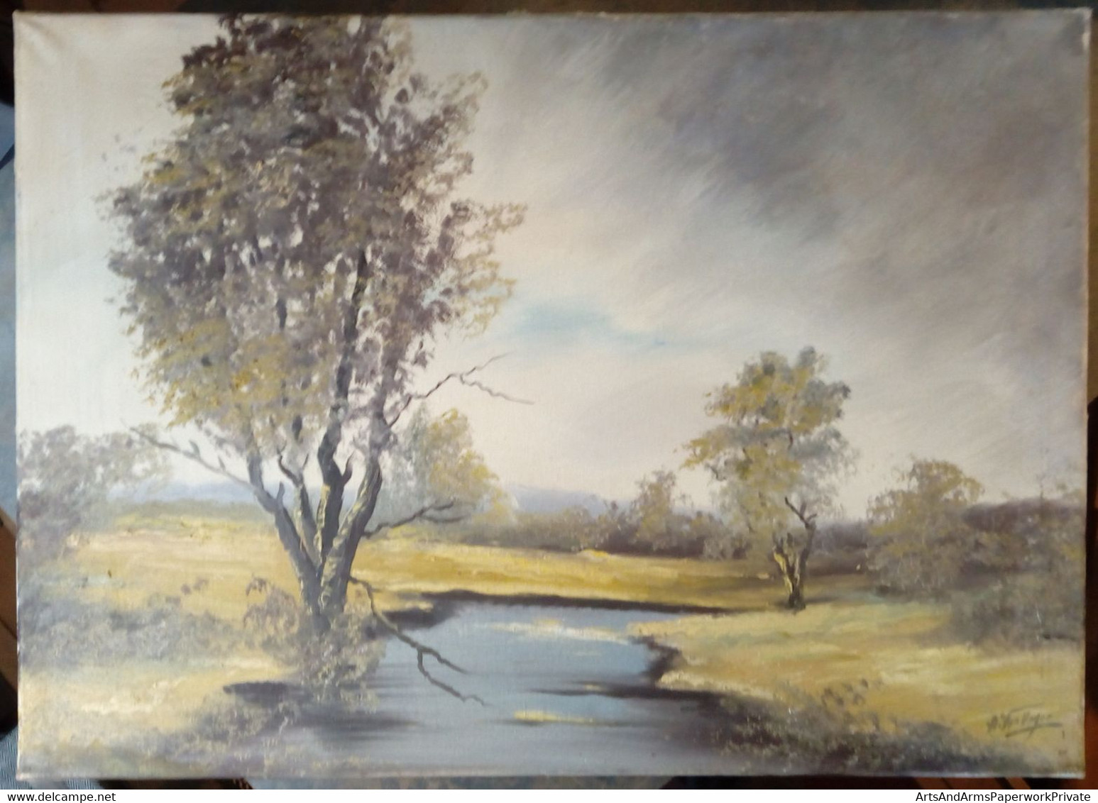 Paysage Avec Rivière/ Landscape With River - Huiles