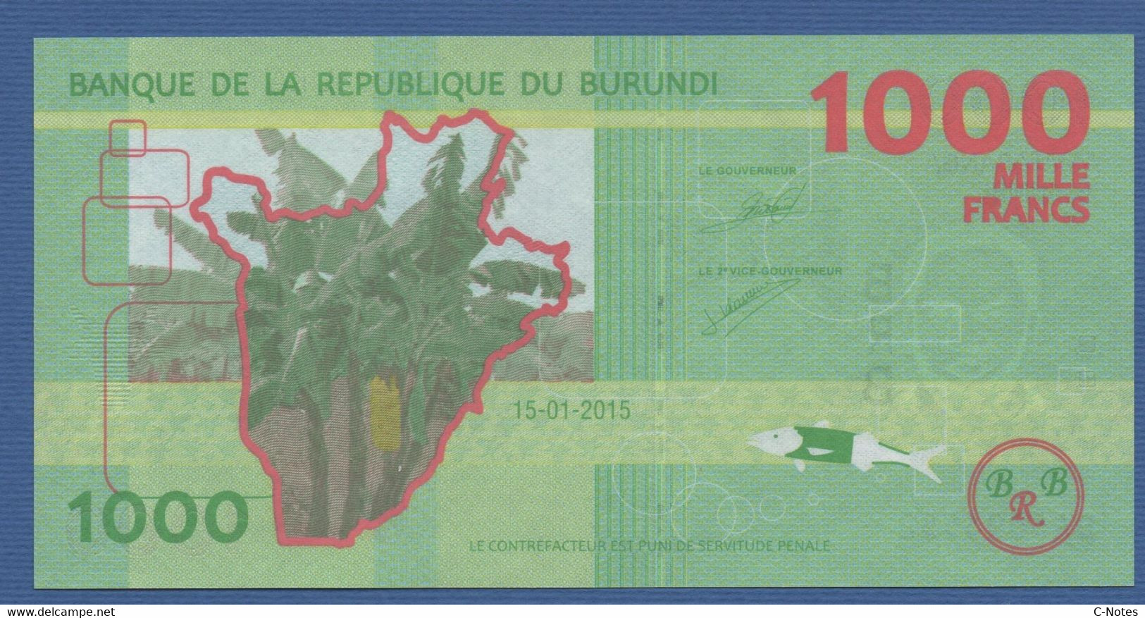 BURUNDI - P.51 – 1.000 Francs 2015 UNC Serie BA6096552 - Burundi