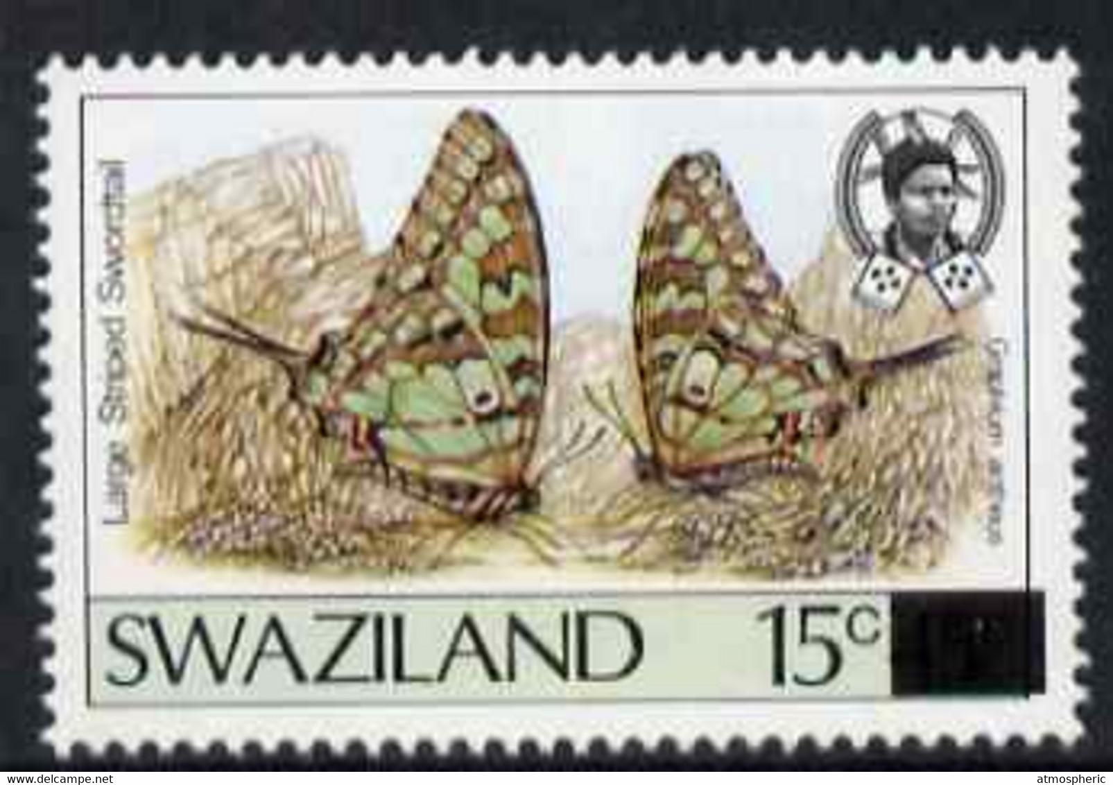 Swaziland 1990 Butterfly Provisional 15c On 45c (error) Issued Stamp Was 15c On 30c (shown Here For Comparison And Is No - Swaziland (1968-...)