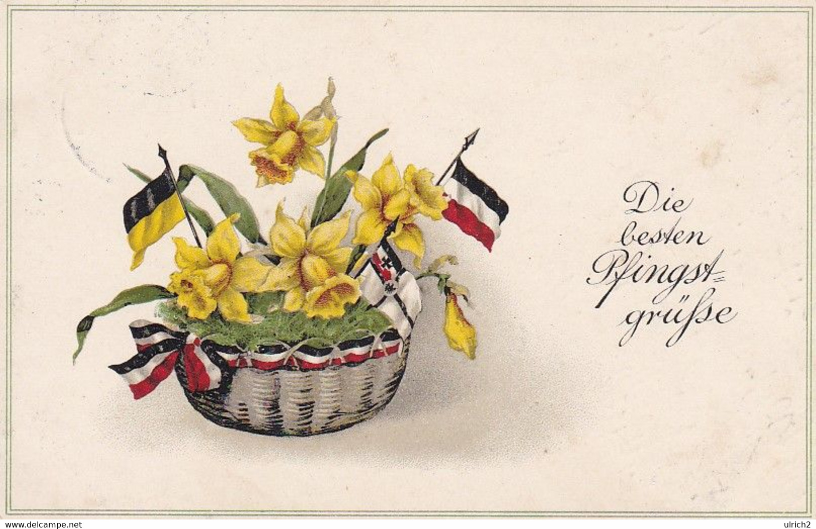 AK Die Besten Pfingstgrüße - Blumen Fahnen - Patriotika - Feldpost 1918  (57591) - Pentecoste