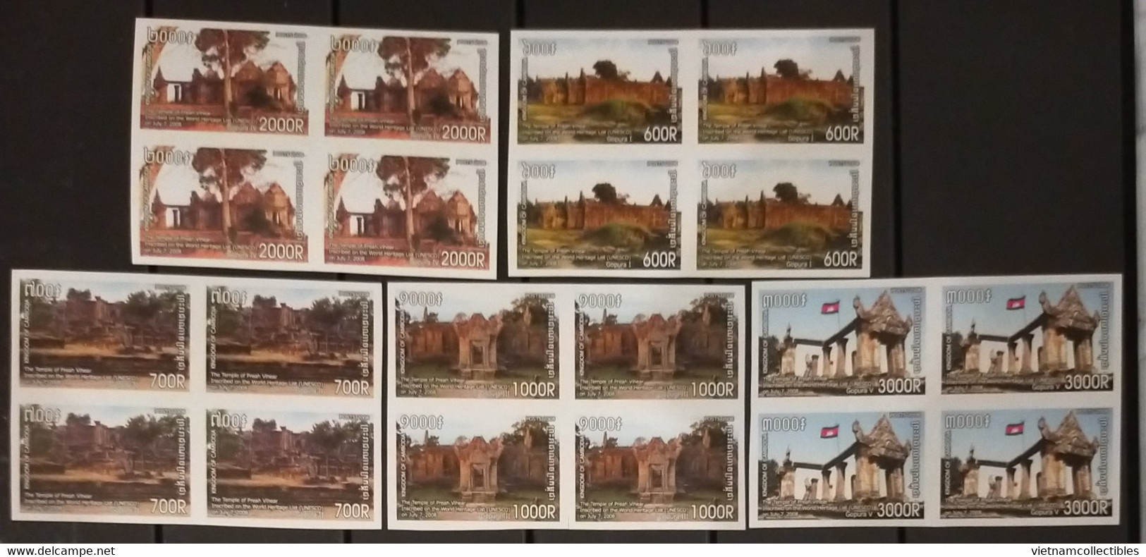 Pairs Of Cambodge Cambodia MNH Imperf Stamps 2008 : Preah Vihear Temple, The World Heritage / UNESCO / Flag - Cambodja