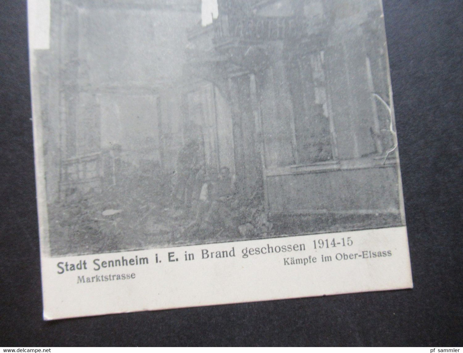 Feldpost 1.WK 1918 Stadt Sennheim Im Elsass In Brand Geschossen Ober Elsass Stempel Ra2 S.B. III. B.J.-R. No. 85 - Elsass