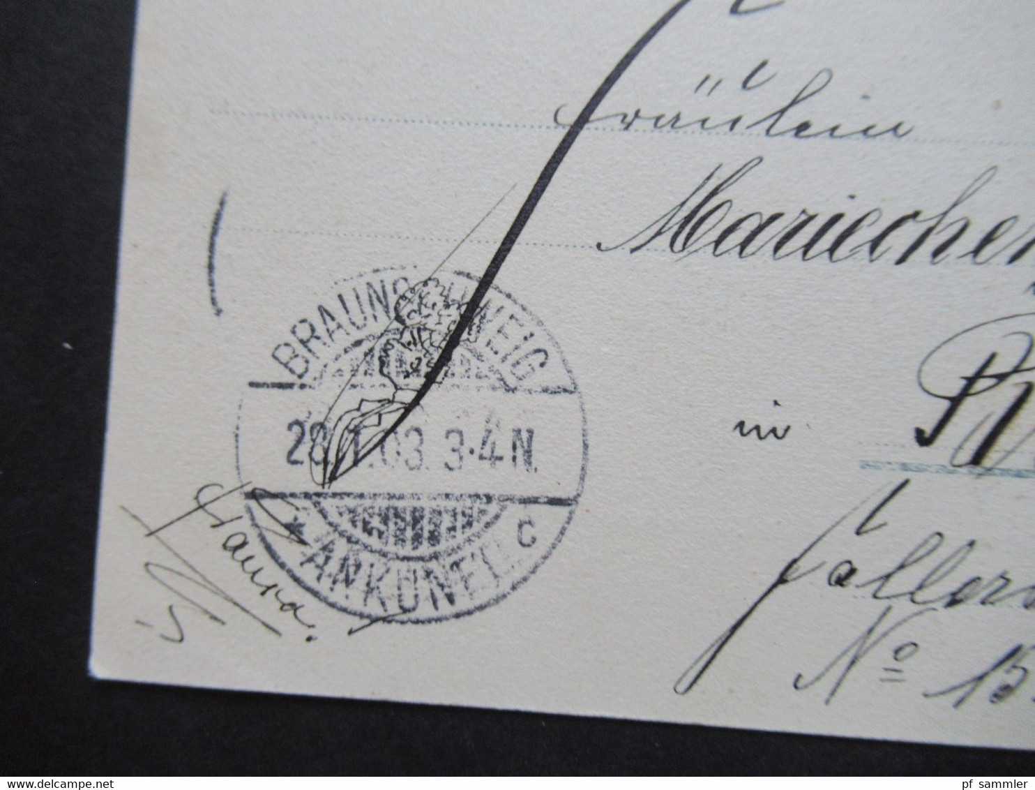 DR AK 1914 1903 Rezonville Stempel Metz und handschriftl Vermerk Eigenhändig abgegeben Stp. Braunschweig Ankunft