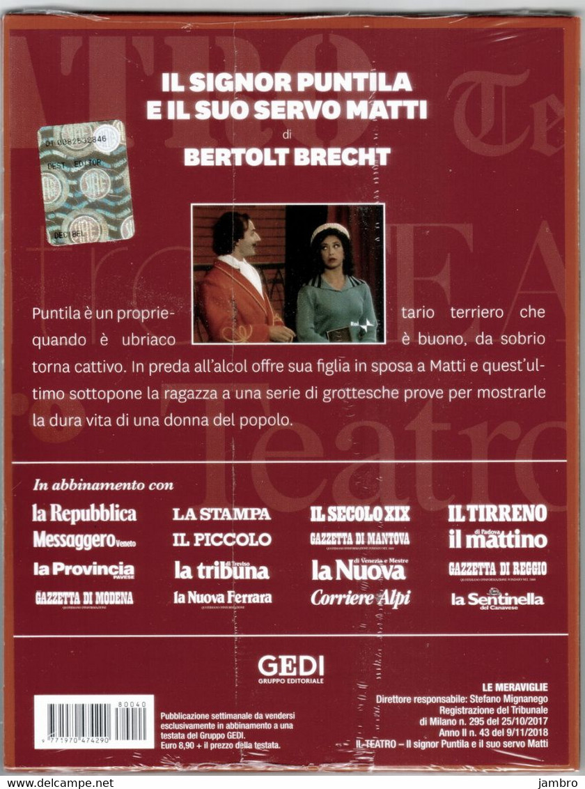 IL SIGNOR PUNTILA E IL SUO SERVO MATTI- Bertolt Brecht - "Il Teatro Dall'antica Grecia Al Novecento"  - DVD - Classic