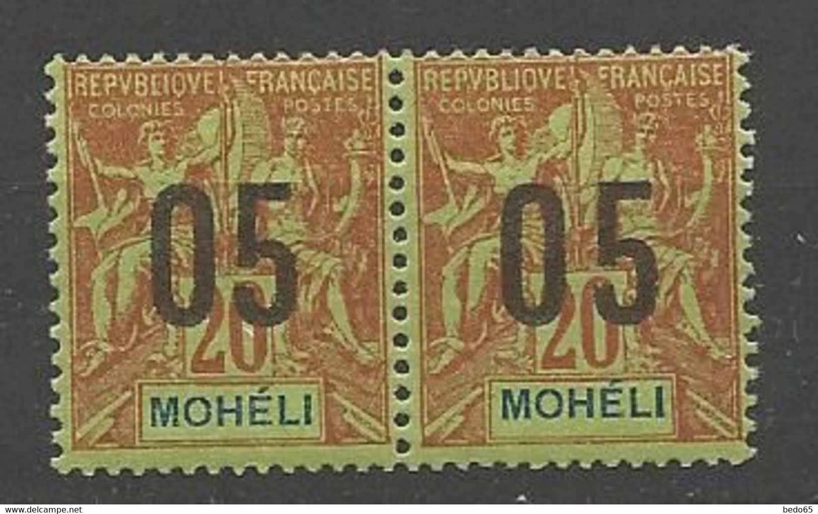 MOHELI N° 18Aa Tenant à Normal NEUF* TRACE DE CHARNIERE / MH - Unused Stamps