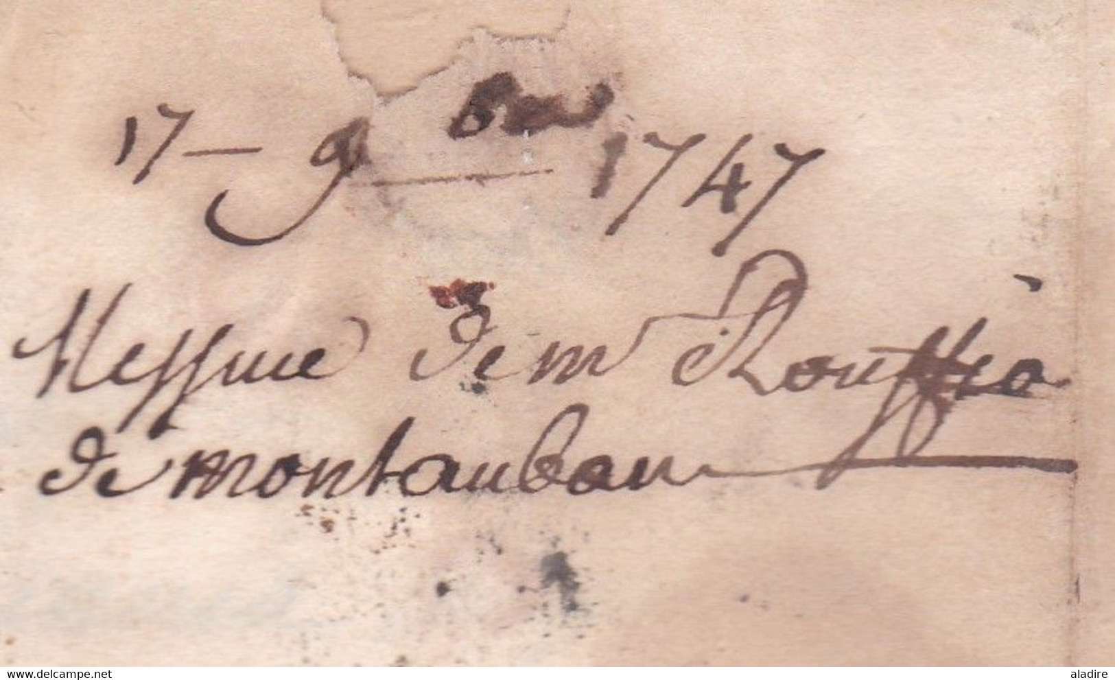 1747 - Marque Postale DE MONTAUBAN Sur Lettre Pliée Avec Corresp De 2 Pages Vers Brignolle Brignoles, Var - Maroquins - 1701-1800: Précurseurs XVIII