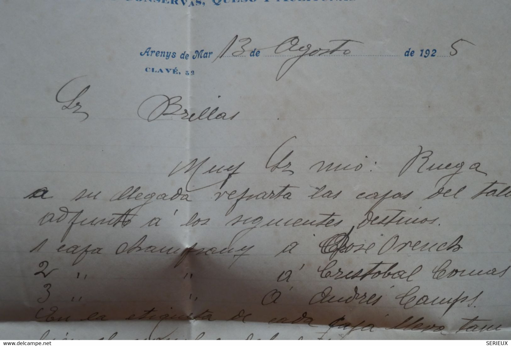 AB11 ESPAGNE  BELLE LETTRE  1925  ARENYS   POUR BLANES FRANCE+ AFFRANCH. MECANIQUE INTERESSANT - Lettres & Documents