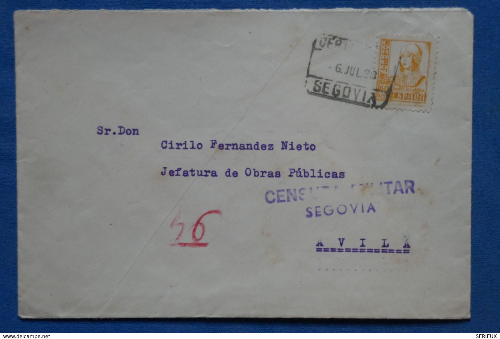 AB11 ESPAGNE  BELLE LETTRE CENSUREE 1933  ARENYS   POUR AVILA + AFFRANCH. INTERESSANT - Nationalists Censor Marks