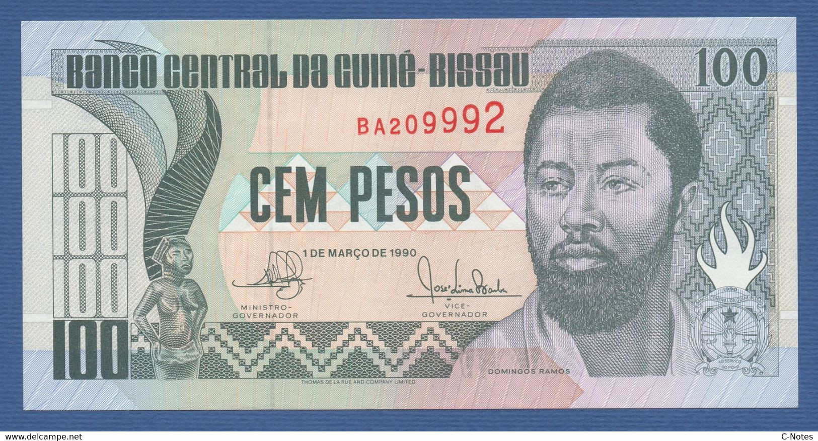 GUINEA-BISSAU - P.11 – 100 Pesos 01.03.1990 UNC Serie BA209992 - Guinee-Bissau