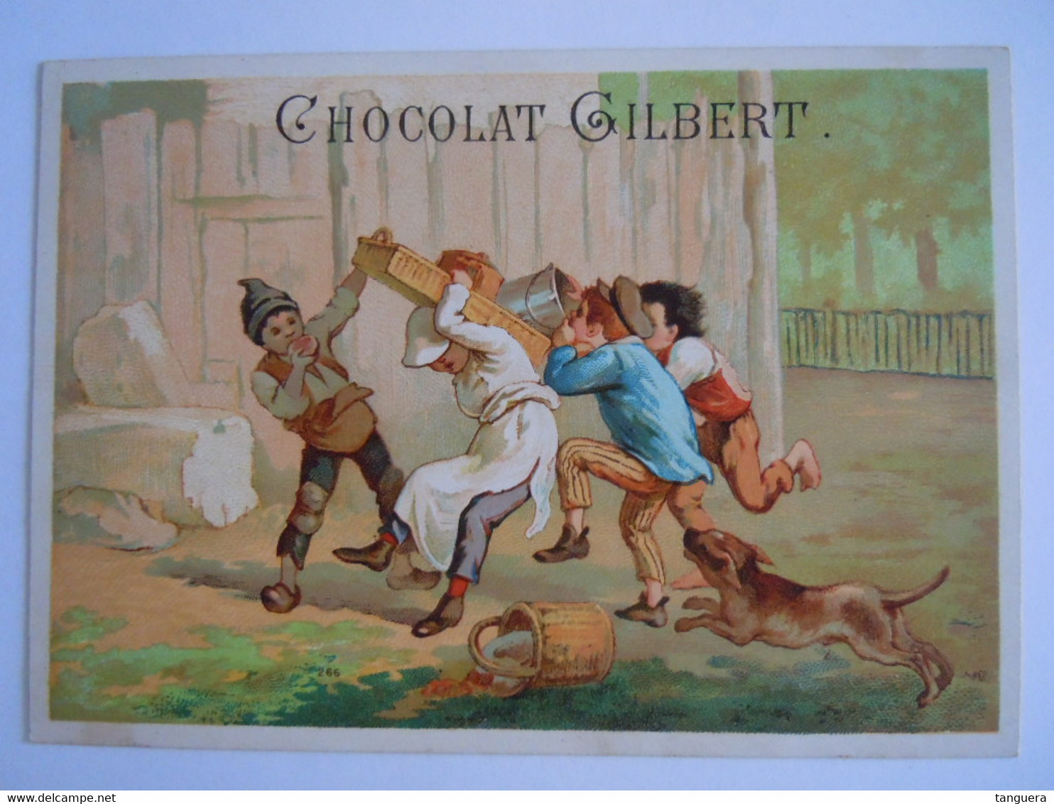 Chromo Chocolat Gilbert Cuesmes-lez-Mons Kinderen Dieven Enfants Voleurs Form 15,3 X 10,8 Cm Litho Gouweloos - Andere & Zonder Classificatie