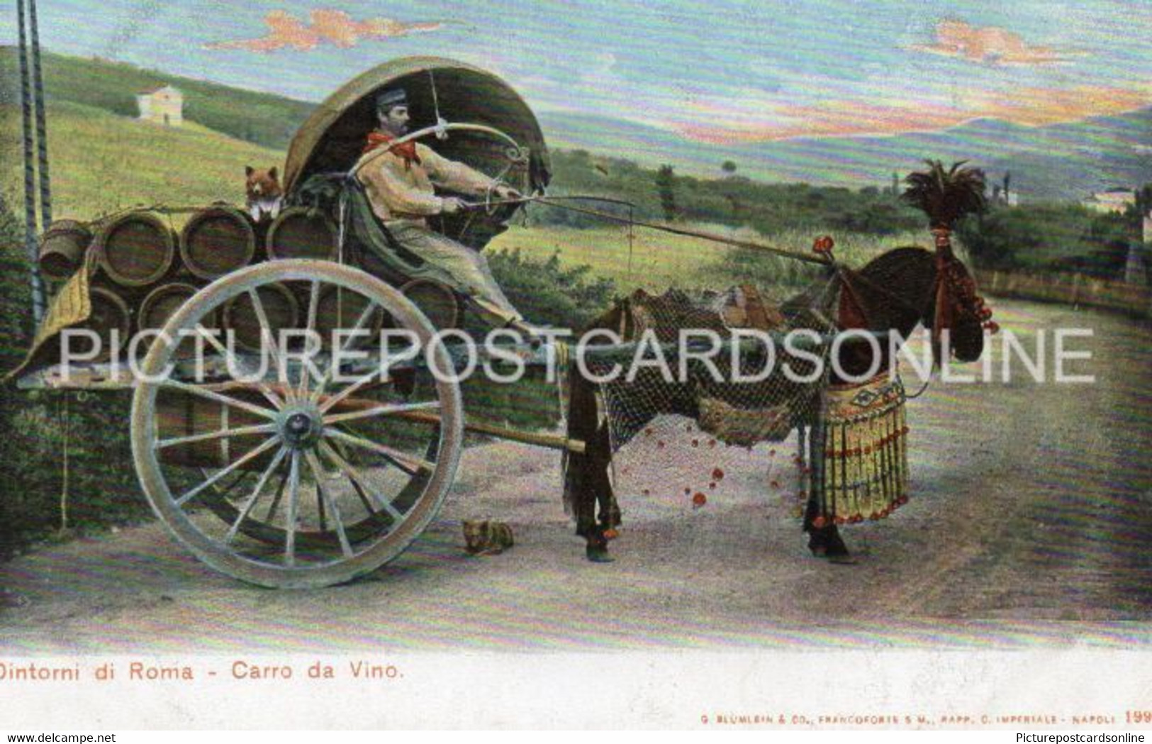 DINTORNI DI ROMA CARRO DA VINO OLD COLOUR POSTCARD ITALY ROME WINE CARRIER - Transportmiddelen